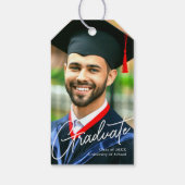 Petten uit naar Afstudeerder Blue & Gold Tassel Af Cadeaulabel (Achterkant)