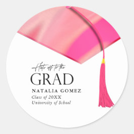 Petten uit naar Afstudeerder Holografisch Roze Gou Ronde Sticker