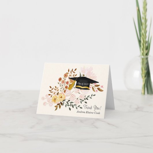 Petten uit naar de Afstuderen Boho Flowers Bedankt (Voorkant)