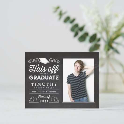 Petten van Afstuderen Aankondiging Briefkaart (Staand voorkant)