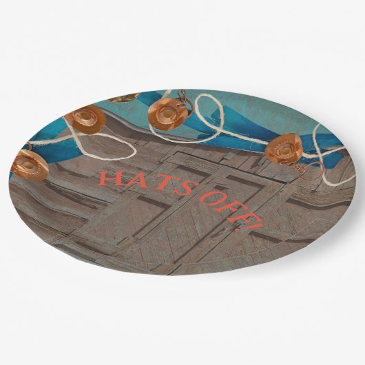 Petten van afstuderen afstudeerder western feest v papieren bordje (Gekanteld)