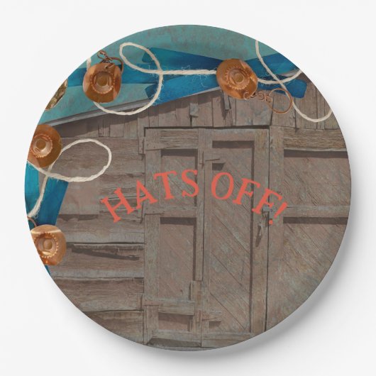 Petten van afstuderen afstudeerder western feest v papieren bordje (Voorkant)