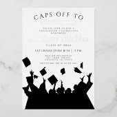 Petten van Afstuderen Celebration Invitation Folie Uitnodiging (Voorkant)