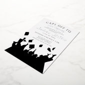 Petten van Afstuderen Celebration Invitation Folie Uitnodiging (Gedraaid)