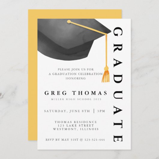 Petten van Afstuderen uitnodiging (Voorkant / Achterkant)