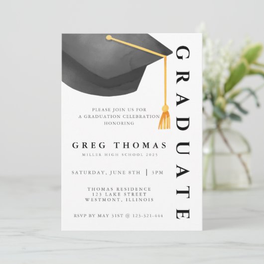 Petten van Afstuderen uitnodiging (Staand voorkant)