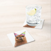 Petten van Alpaca Wearing Party Kartonnen Onderzetters (Insitu)