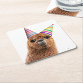 Petten van Alpaca Wearing Party Kartonnen Onderzetters (Schuin)