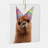 Petten van Alpaca Wearing Party Keramisch Ornament (Rechts)