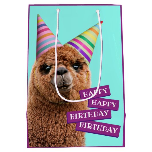 Petten van Alpaca Wearing Party Medium Cadeauzakje (Achterkant)
