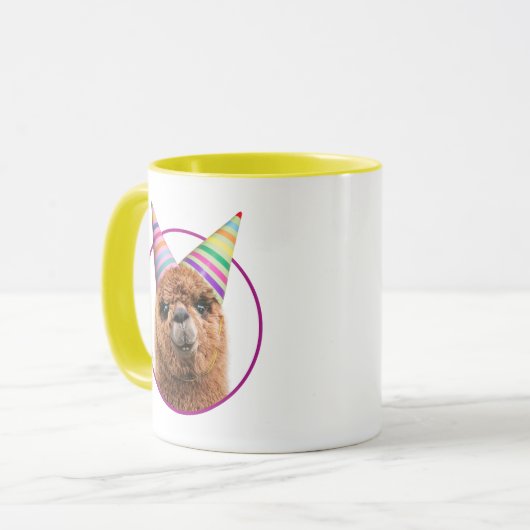 Petten van Alpaca Wearing Party Mok (Voorkant links)