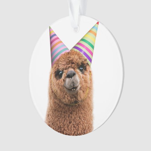 Petten van Alpaca Wearing Party Ornament (voorkant)