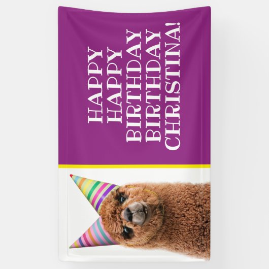 Petten van Alpaca Wearing Party Spandoek (Verticaal)