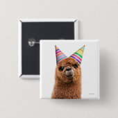 Petten van Alpaca Wearing Party Vierkante Button 5,1 Cm (Voorkant /achterkant)