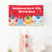 Petten van cartoons van Safari Rood verjaardag  Spandoek (Insitu)