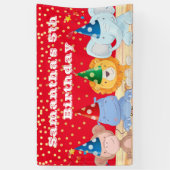 Petten van cartoons van Safari Rood verjaardag  Spandoek (Verticaal)