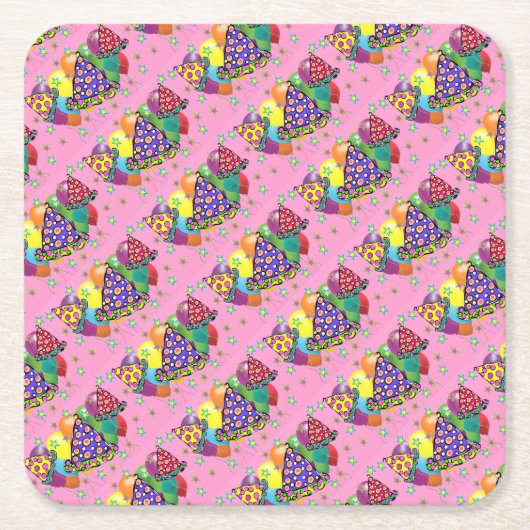 Petten van de Birthay Party Kartonnen Onderzetters (Voorkant)