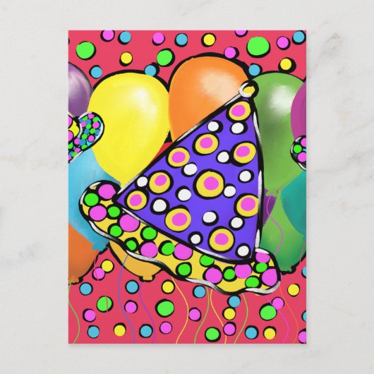 Petten van de Birthay Party Uitnodiging Briefkaart (Voorkant)