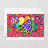 Petten van de Birthay Party Uitnodiging Briefkaart (Voorkant / Achterkant)