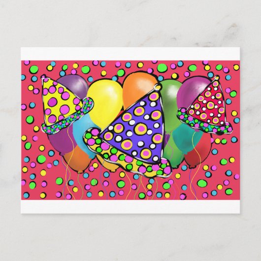 Petten van de Birthay Party Uitnodiging Briefkaart (Voorkant)