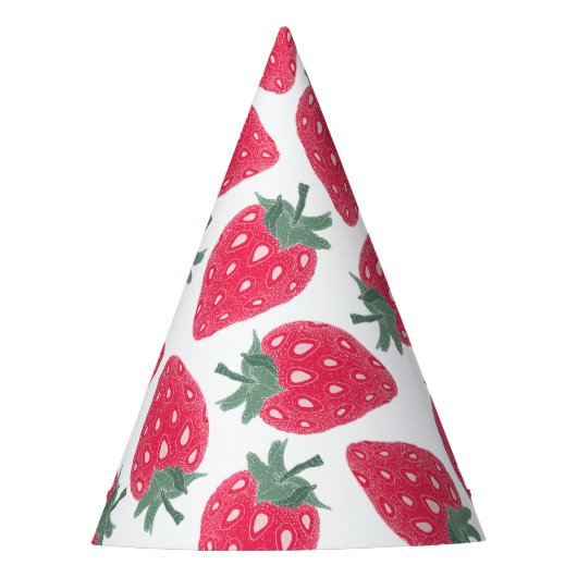 Petten van de Birthday-partij Rode aardbeien Feesthoedjes (Voorkant)