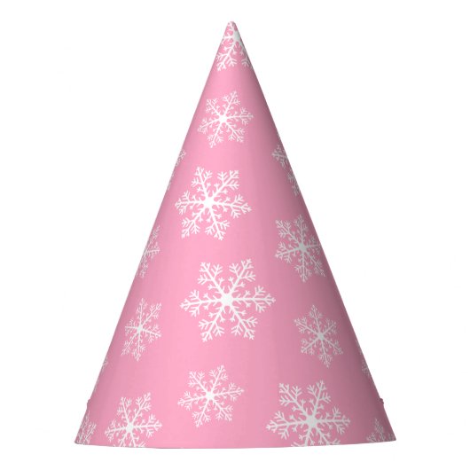 Petten van de roze Snowflake Party Feesthoedjes (Voorkant)