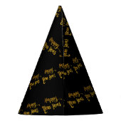 Petten van de zwarte & goudglitter Happy New Year- Feesthoedjes (Achterkant)