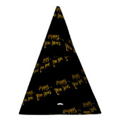 Petten van de zwarte & goudglitter Happy New Year- Feesthoedjes (Rechts)