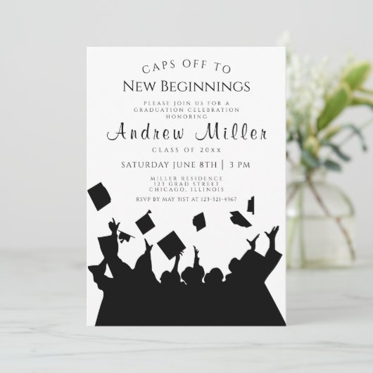 Petten van Graduation Party Invitation Kaart (Staand voorkant)