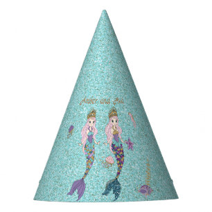 Petten van het tweelingmeisje Mermaid Birthday Par Feesthoedjes