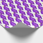 petten van paars afstuderen met goudassel cadeaupapier (Hoek)