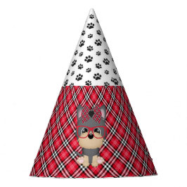 Petten van Yorkie Puppy Dogs Red Play Birthday Par Feesthoedjes
