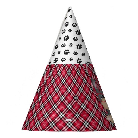 Petten van Yorkie Puppy Dogs Red Play Birthday Par Feesthoedjes (Links)