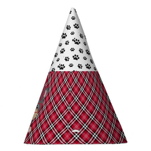 Petten van Yorkie Puppy Dogs Red Play Birthday Par Feesthoedjes (Rechts)