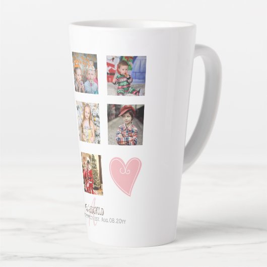 PETTER COLLAGE Cadeau met Bijbeltekst kan bewerkt Latte Mok (Rechterhoek)