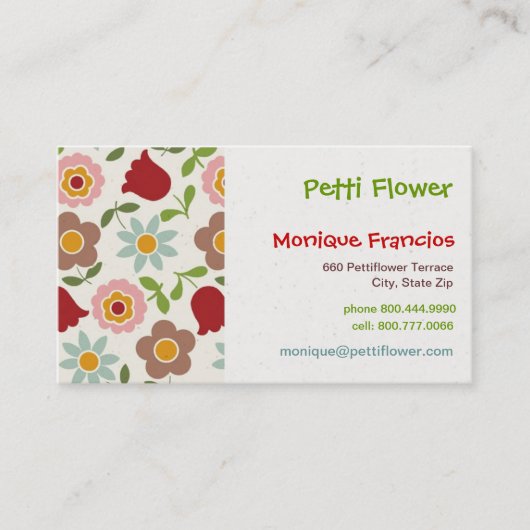 Petti Flower - Cream - Visitekaartje (Voorkant)