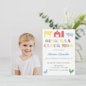 Petting Zoo Birthday Party for Boy, Farm Animals Kaart (Staand voorkant)