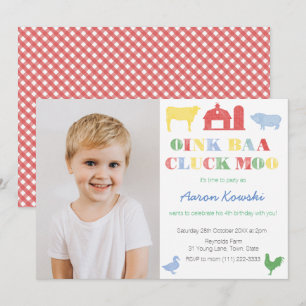 Petting Zoo Birthday Party for Boy, Farm Animals Kaart