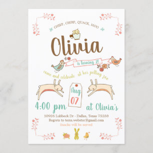 Petting Zoo Birthday Party Kaart