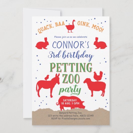 Petting zoo, Boy, Banyard Boerderij Animal Birthda Kaart (Voorkant)