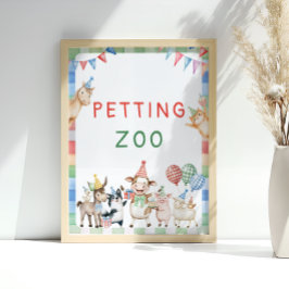 Petting Zoo Farm Dieren Barnyard Verjaardag Poster