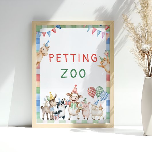 Petting Zoo Farm Dieren Barnyard Verjaardag Poster