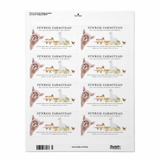 Petting Zoo | Landbouwhuisdieren behandelen etiket (Full Sheet)