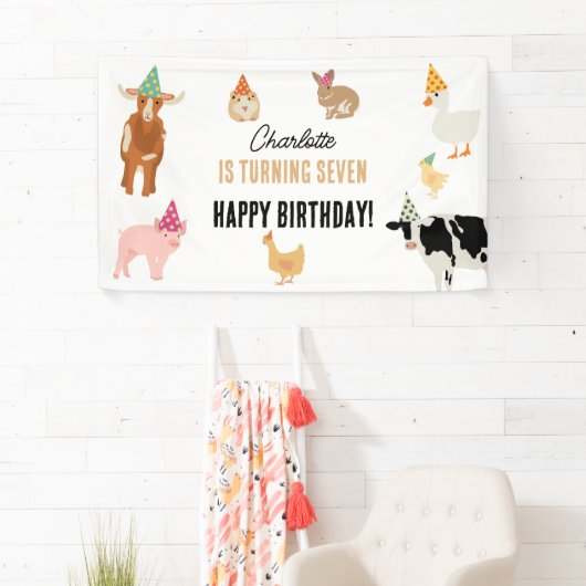Petting Zoo Party Animals Barnyard Birthday Theme Spandoek (Insitu)