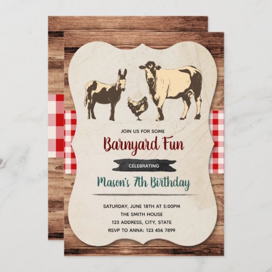 Petting Zoo verjaardagsfeestje uitnodiging (Voorkant / Achterkant)