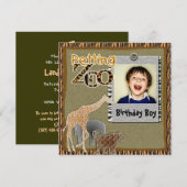 Petting Zoo wild safari Verjaardag Foto Uitnodigin Kaart (Voorkant / Achterkant)