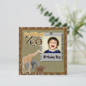 Petting Zoo wild safari Verjaardag Foto Uitnodigin Kaart (Staand voorkant)