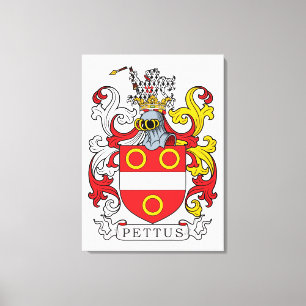 Pettus Family Crest Canvas Afdruk