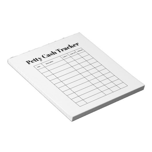 Petty Cash Tracker Notepad Notitieblok (Schuin)