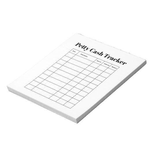 Petty Cash Tracker Notepad Notitieblok (Linkerzijde)
